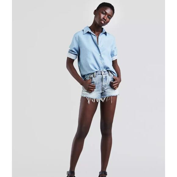 Levi's Premium 501 Cut Off Denim Shorts Size 28 - Picture 1 of 12